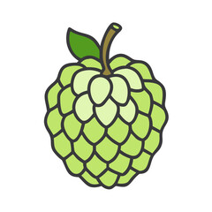 sugar apple icon, fruits vector icon - simple vector illustration of a sugar apple, in a simple and clean style, suitable for food and health themes. fruits flat illustration.