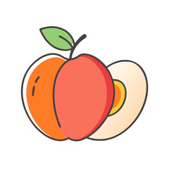 nectarine icon, fruits vector icon - simple vector illustration of a nectarine, in a simple and clean style, suitable for food and health themes. fruits flat illustration.