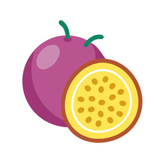 passion fruit icon, fruits vector icon - simple vector illustration of a passion fruit, in a simple and clean style, suitable for food and health themes. fruits flat illustration.