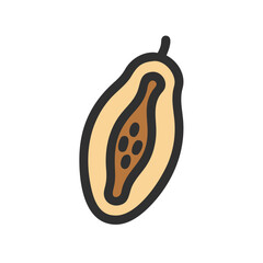 pawpaw icon, fruits vector icon - simple vector illustration of a pawpaw, in a simple and clean style, suitable for food and health themes. fruits flat illustration.