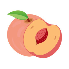 peach icon, fruits vector icon - simple vector illustration of a peach, in a simple and clean style, suitable for food and health themes. fruits flat illustration.