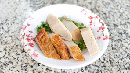 Cha ca, Cha ca chien - hap. Vietnamese grilled chopped fish. Fried fish cake from Nha Trang - Phan Rang, Vietnam. 