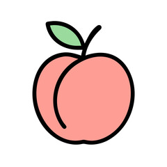 peach icon, fruits vector icon - simple vector illustration of a peach, in a simple and clean style, suitable for food and health themes. fruits flat illustration.