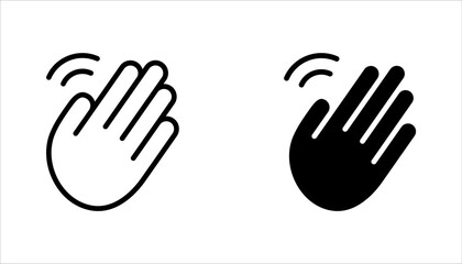 Hand wave icon set, waving hi or hello. vector illustration on white background © Ainul