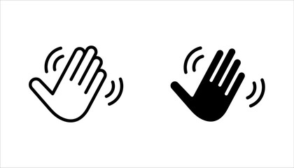 Hand wave icon set, waving hi or hello. vector illustration on white background