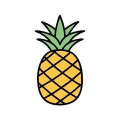 Obraz premium pineapple icon, fruits vector icon - simple vector illustration of a pineapple, in a simple and clean style, suitable for food and health themes. fruits flat illustration.