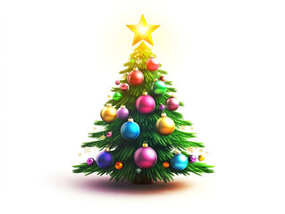 A charming Christmas banner featuring a tree decorated with colorful lights and a bright star on top