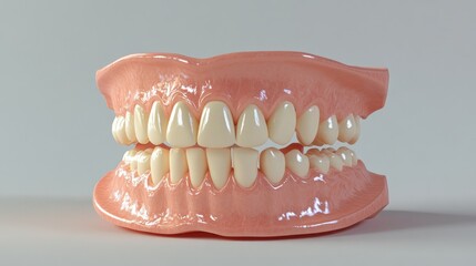 Obraz premium Realistic model of human teeth showing perfect alignment and healthy gums