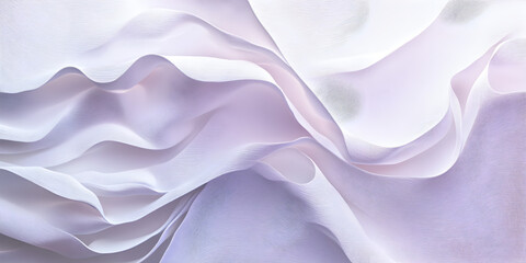 Obraz premium Dreamy Draped Fabric: Soft, flowing white fabric with subtle lavender hues creates an elegant and dreamy texture. Perfect for backgrounds, fashion, and beauty projects.