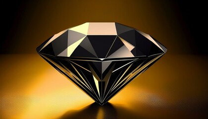 Fototapeta premium Shiny Black Diamond Clip Art - Carbonado Gemstone on Transparent Golden Background