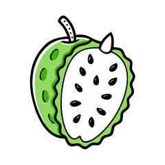 soursop icon, fruits vector icon - simple vector illustration of a soursop, in a simple and clean style, suitable for food and health themes. fruits flat illustration.