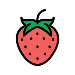 Obraz premium strawberry icon, fruits vector icon - simple vector illustration of a strawberry, in a simple and clean style, suitable for food and health themes. fruits flat illustration.