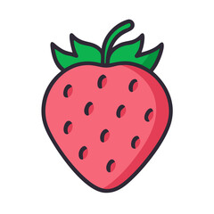 strawberry icon, fruits vector icon - simple vector illustration of a strawberry, in a simple and clean style, suitable for food and health themes. fruits flat illustration.