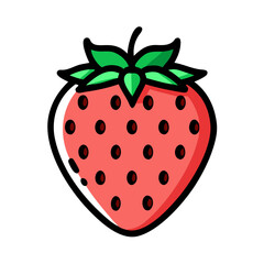 Obraz premium strawberry icon, fruits vector icon - simple vector illustration of a strawberry, in a simple and clean style, suitable for food and health themes. fruits flat illustration.