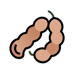 tamarind icon, fruits vector icon - simple vector illustration of a tamarind, in a simple and clean style, suitable for food and health themes. fruits flat illustration.