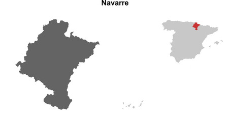 Obraz premium Navarre blank outline map set