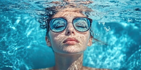 Naklejka premium Woman swimming in pool