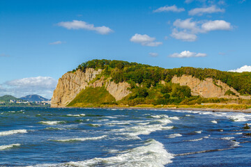 The sea in mountains of the central Kamchatka in Russia in the summer.