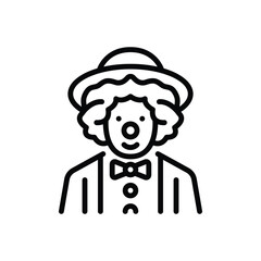 Black line icon for clown