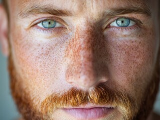 Fototapeta premium Love Your Freckles Day Portrait Confident Bearded Man Embracing Natural Beauty for Valentines Day and International Mens Day