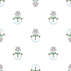 Seamless Christmas pattern with snowmen. Winter pattern for the new year on a white background