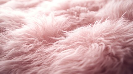 Fototapeta premium Pink fur or wool background highlights an abstract soft fluffy texture, creating a serene atmosphere. This image of sheep fur offers ample copy space for your design needs.