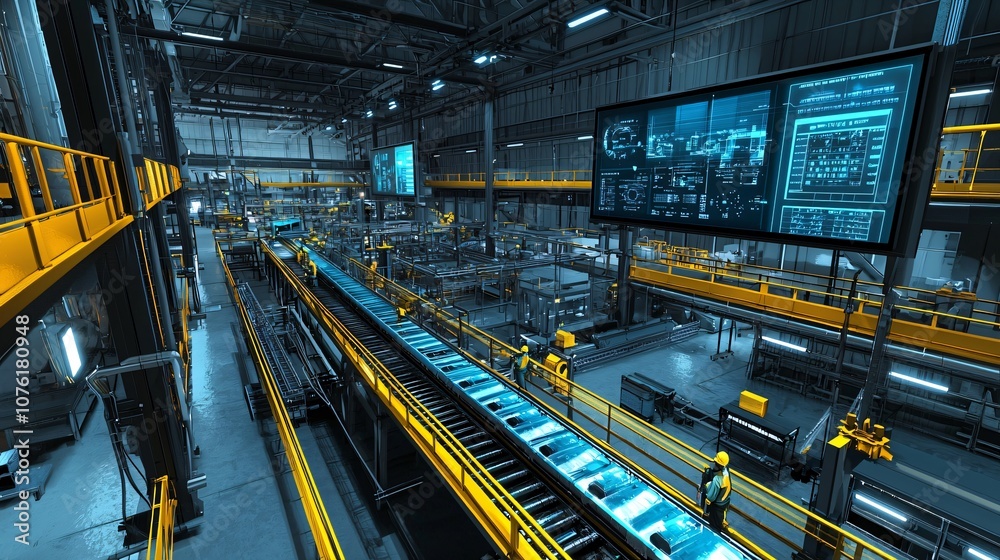 Fototapete explore the cutting-edge innovations shaping a modern factory floor with advanced technologies and s