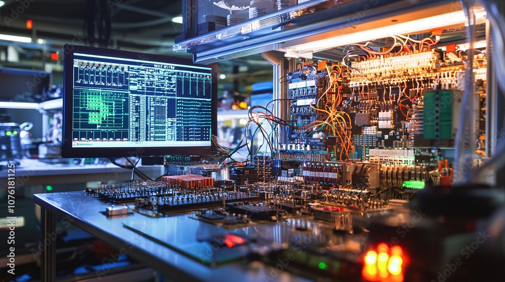 Leinwandbilder explore the intricacies of an electrical engineering lab filled with circuit boards and advanced tec