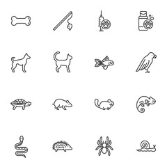 Pet shop line icons set
