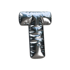 Metallic Balloon Letter T 3D Render