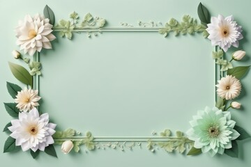 Obraz premium green framework of flowers for photo or congratulation