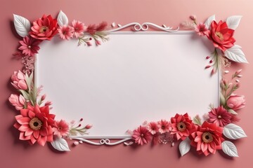 Obraz premium pink white framework of flowers for photo or congratulation