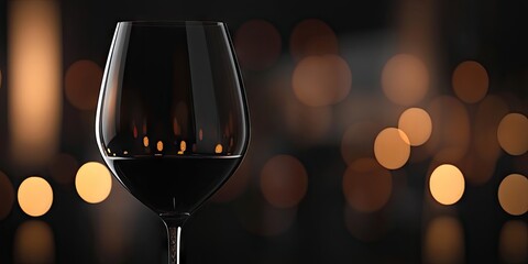 Mockup of a black wine glass set against a softly blurred dark backdrop, creating a sophisticated and elegant visual presentation of the glass.