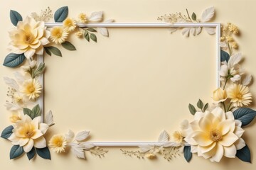 Fototapeta premium yellow framework of flowers for photo or congratulation