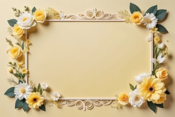 Obraz premium yellow framework of flowers for photo or congratulation