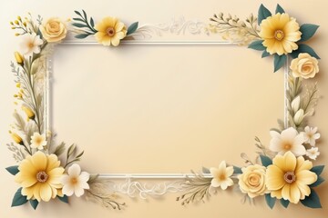 Fototapeta premium yellow framework of flowers for photo or congratulation