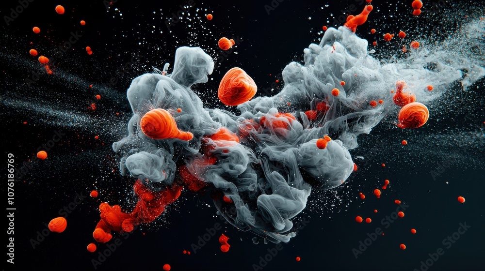 Poster Watch ink swirl and transform into mesmerizing abstract shapes in slow high fidelity water movements