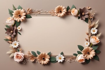brown flower frame, floral design, flower border
