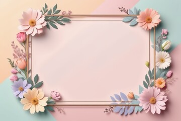 Obraz premium pastel color flower frame, floral design, flower border