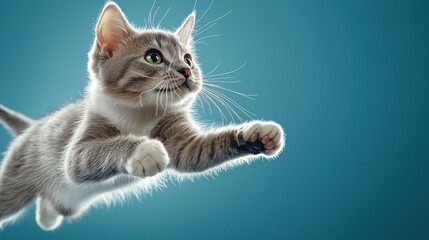 Capture the graceful leap of a cat in stunning slow motion and high fidelity photography