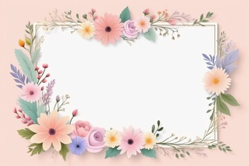 calm color flower frame, floral design, flower border
