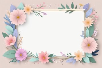Obraz premium calm color flower frame, floral design, flower border