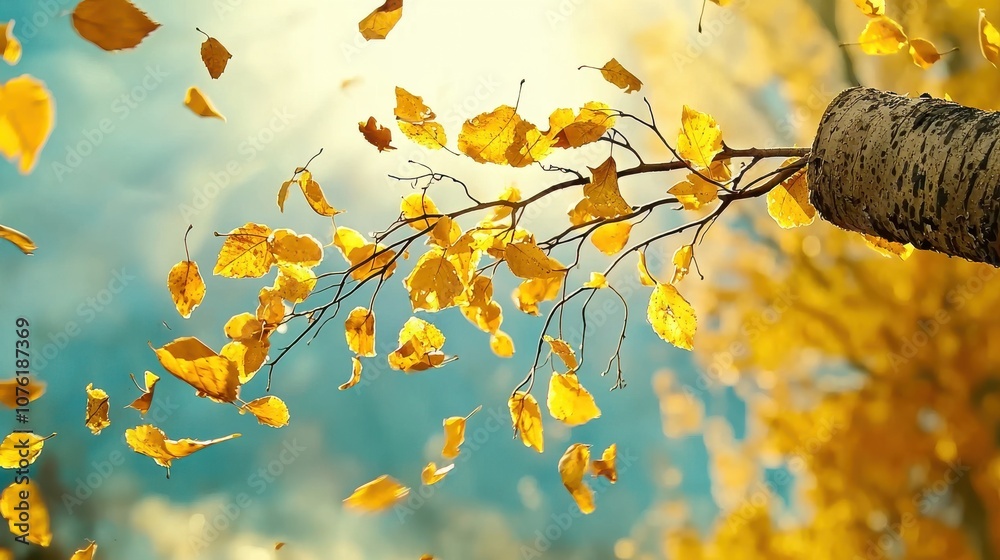 Poster experience the serenity of leaves blowing in the wind captured in slow motion during high fidelity v