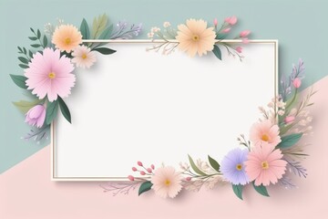 white blue color flower frame, floral design, flower border