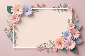 Obraz premium pastel color flower frame, floral design, flower border