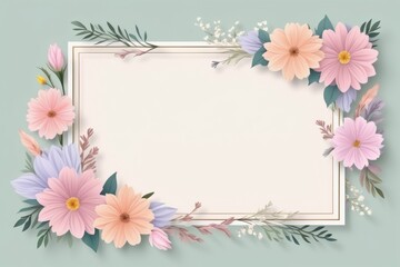 Fototapeta premium white blue color flower frame, floral design, flower border