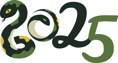 Happy New Year 2025 Year of The Snake Illustration