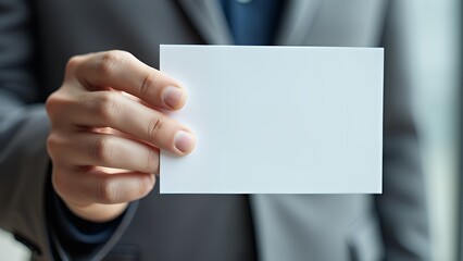 ビジネスマンが大事な名刺を見せる