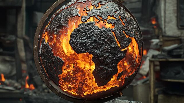 Burning Globe, fire, flames, earth, world, apocalypse