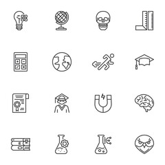 Science and education line icons set